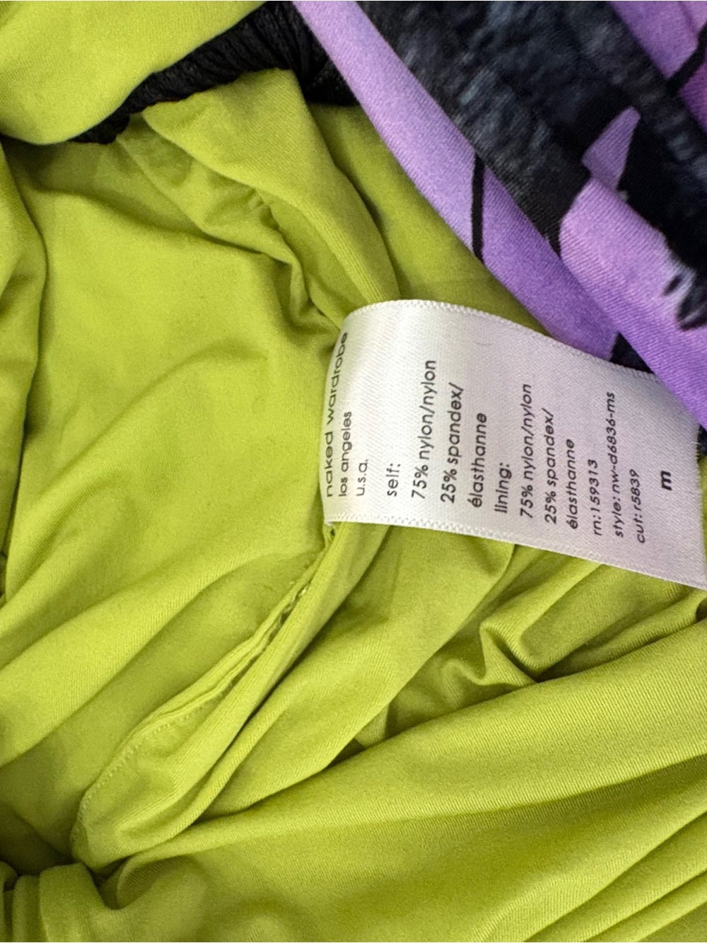 NWOT Naked Wardrobe Sz M Print Fringe Tube Dress Asym Bodycon Sash Green Purple - Picture 6 of 8